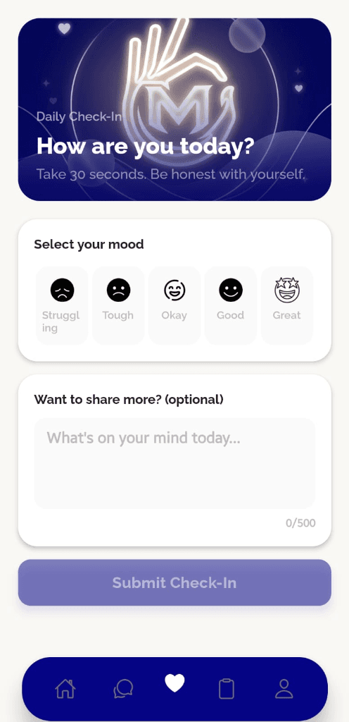 Daily Check-in Screen